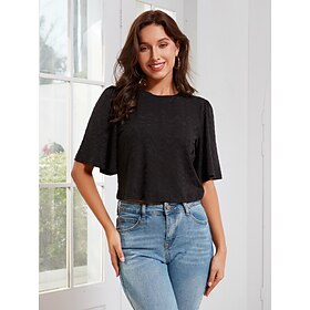 Casual Jacquard Bell Sleeve Tee